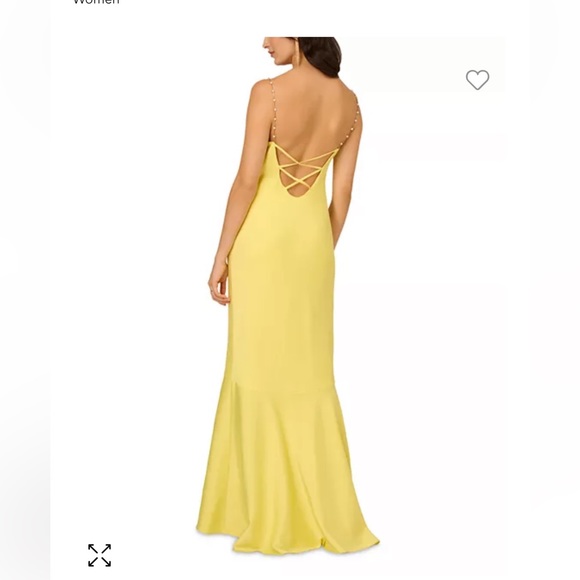 NWT Liv Foster Sleeveless Satin Gown size 2 in color Sun (yellow) - Picture 5 of 8